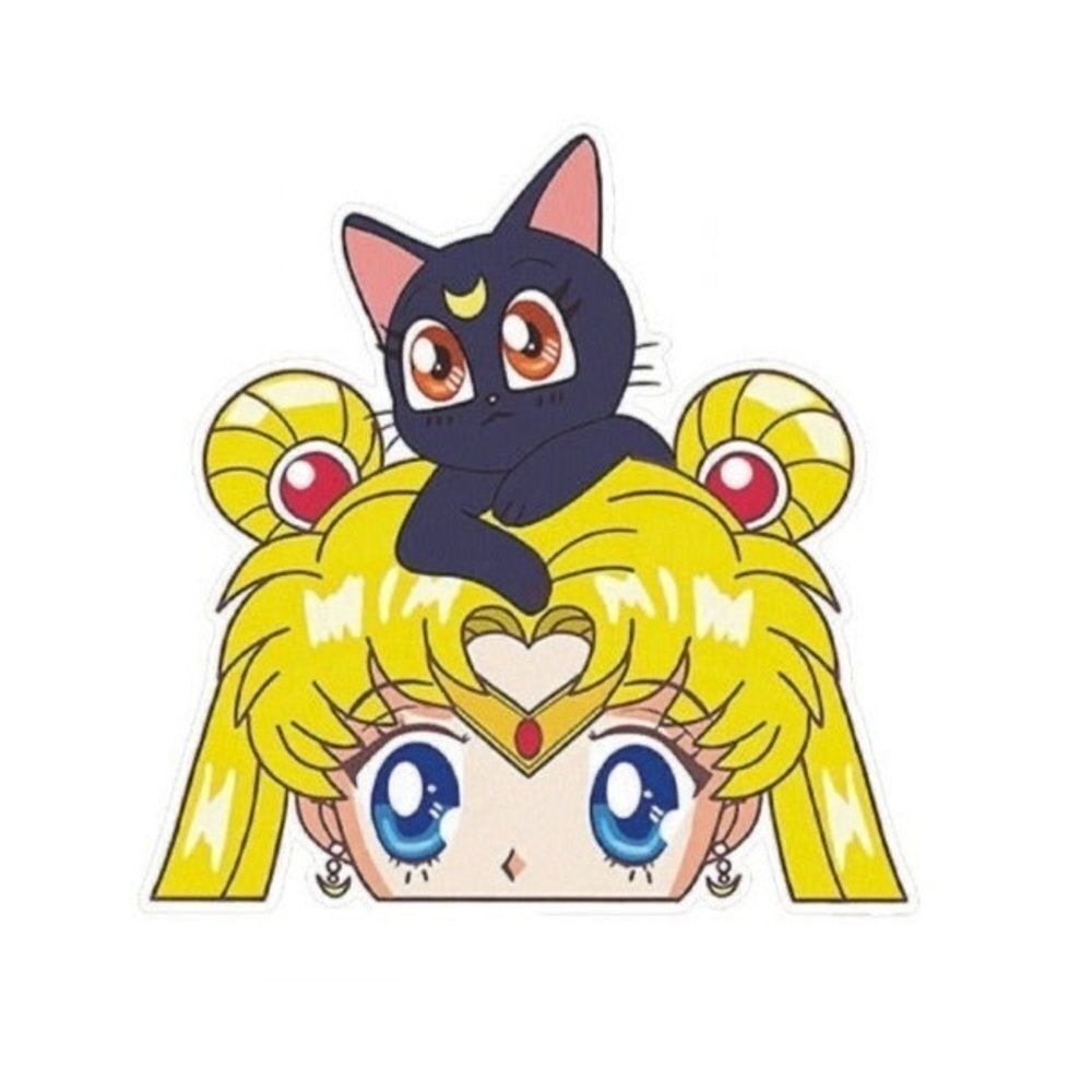 Sailor Moon and Luna Peeking Car Waterproof Decal